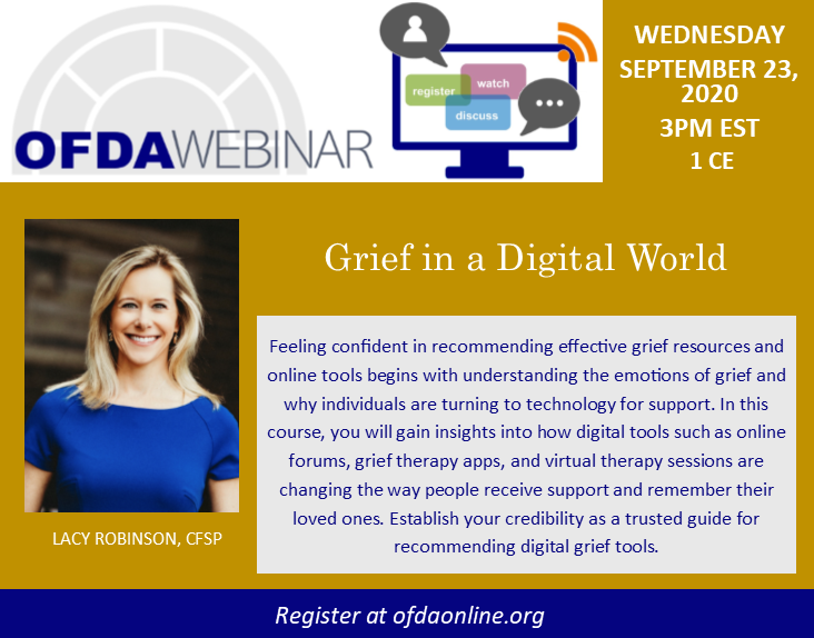 ofdaonline's tweet photo. Do you still need #CE hours? Register now for the next #OFDA webinar presented by Lacy Robinson at https://t.co/oKBhGaQw3b ๐ป๐ฒ๐ฅ๏ธ
#FuneralService
#FuneralDirector
#CE
#OnlineCE https://t.co/d3OZ7otLfF