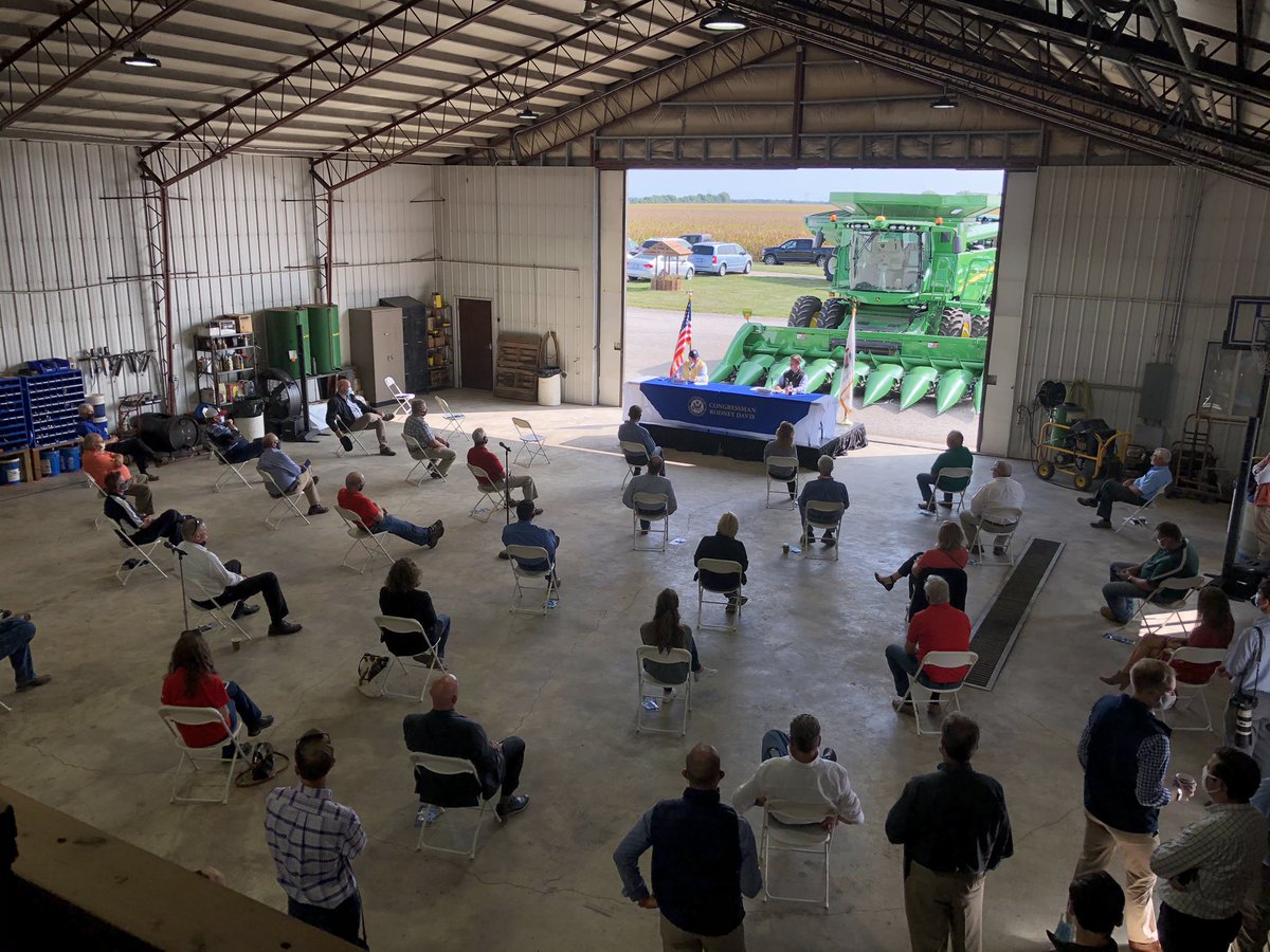 SonnyPerdue's tweet photo. Always good to get out into the heartland to talk to the folks of American agriculture. Plenty of topics discussed at today’s forum with @RodneyDavis at Beaty Farms: USMCA, trade with 🇨🇳, MFP, ethanol, CCC, and many more — a great way to end our visit to the Land of Lincoln. https://t.co/jlbS0ELydJ