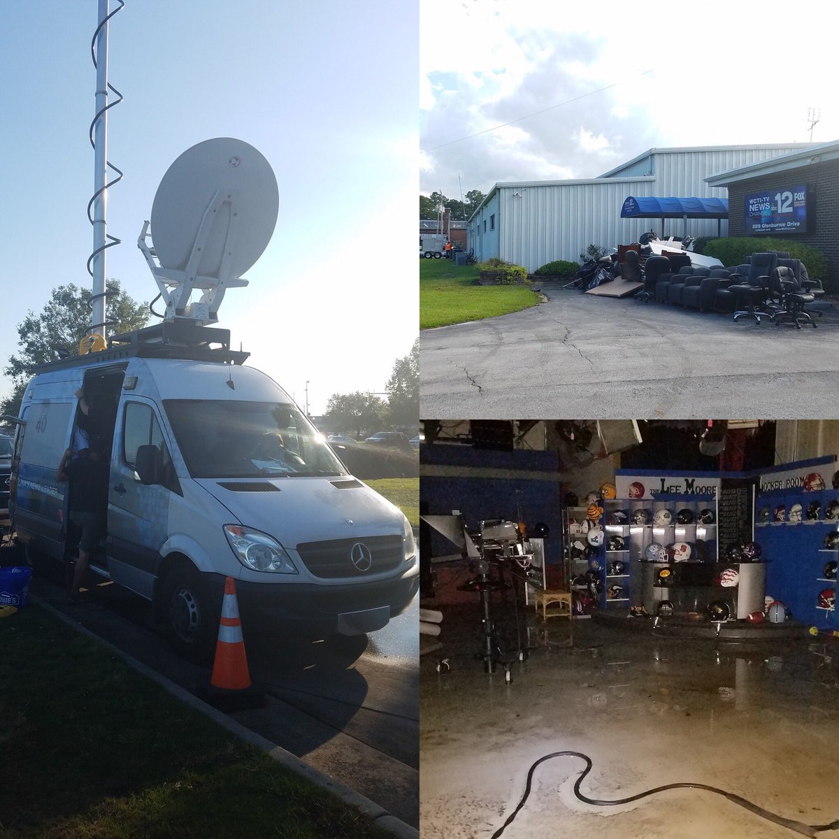 Hurricane Florence slammed in to NC this month two years ago. I took the #WLOS @WLOS_13 satellite truck to New Bern to put @wcti12 back on the air after Florence flooded their station. Thank You Allen Fairbanks for the pics and memories #hurricaneflorence2018