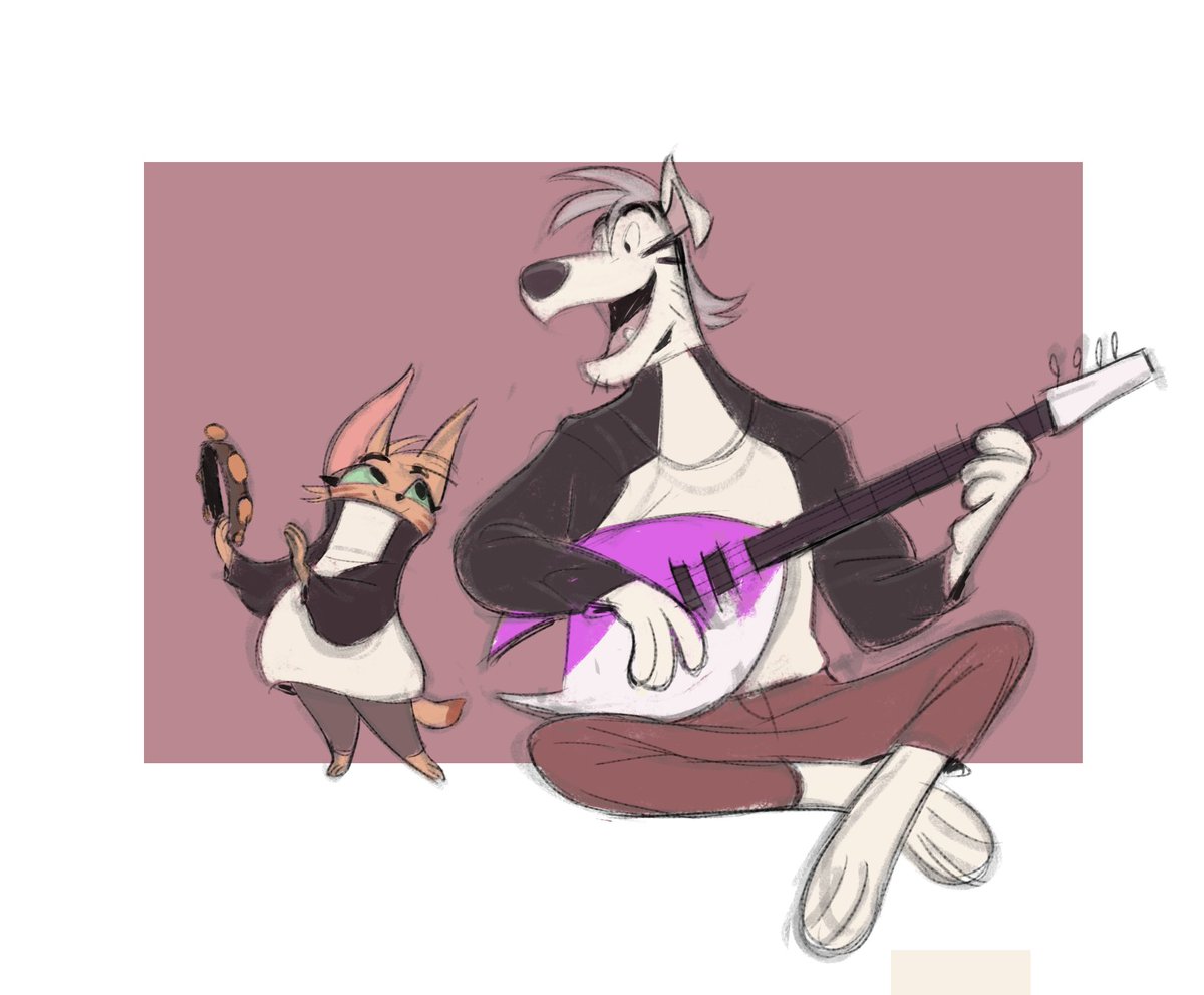 music dog dad and kid 🎸