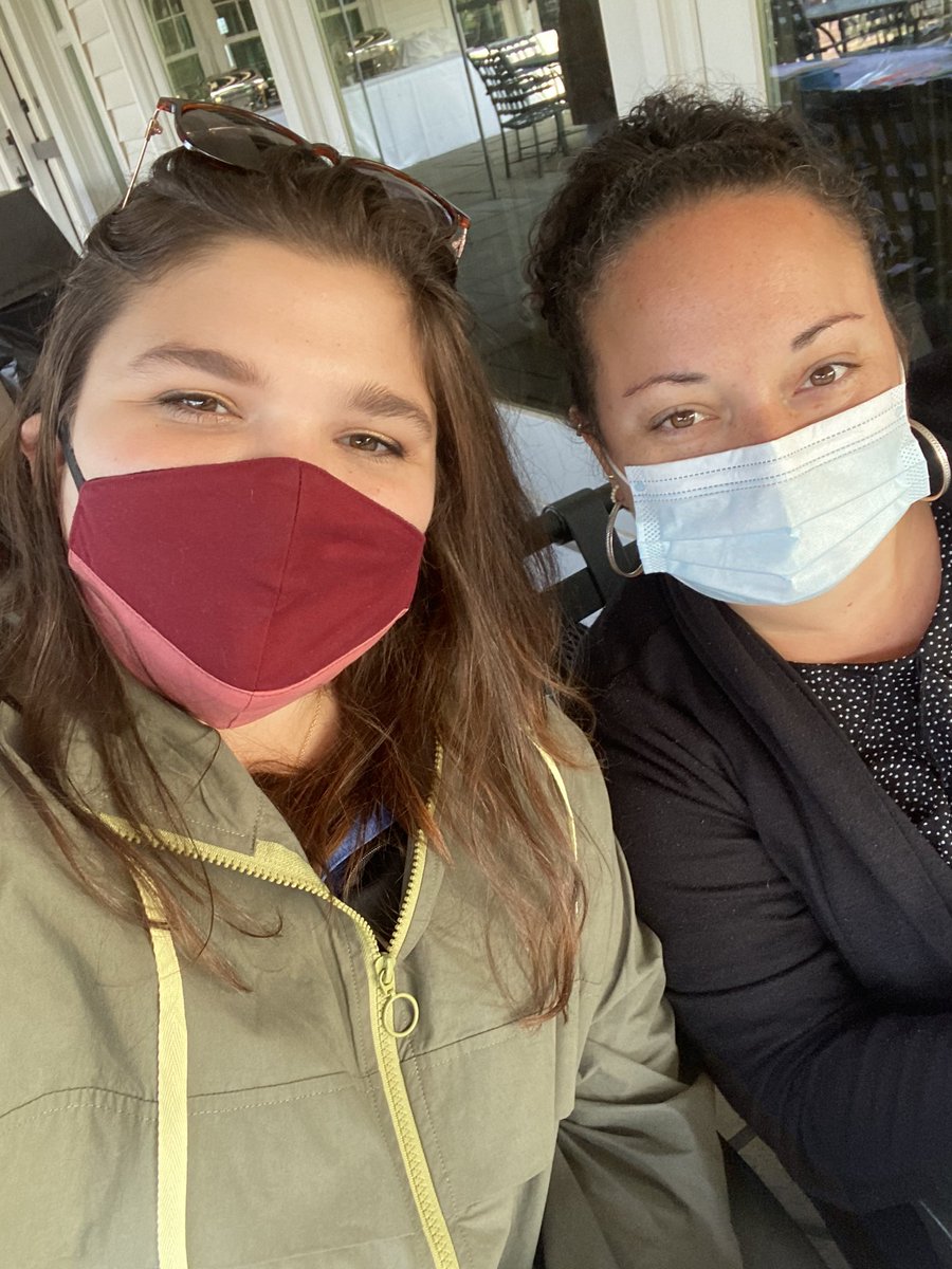 SelfAndStory's tweet photo. We are smiling under these masks! Volunteering for the @CTBldgCongress Golf Outing today w/ @NickyP_151! @Official_CIL @FlowTechInc https://t.co/IMwTST7foY