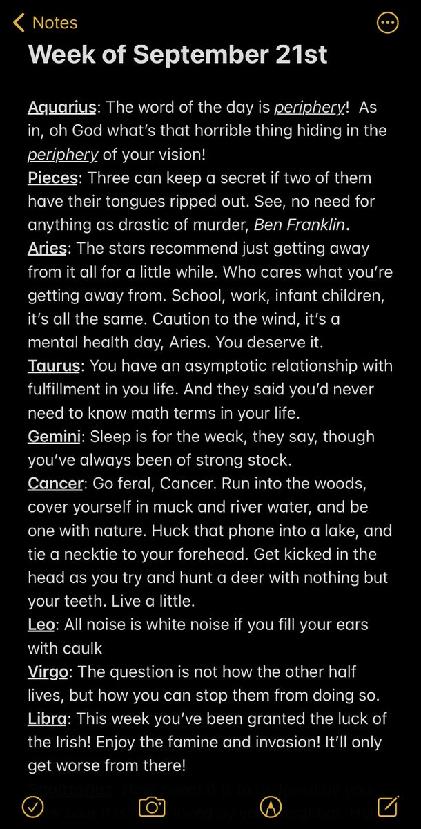 NotesHoroscope's tweet image. Horoscopes for the Week of September 21st