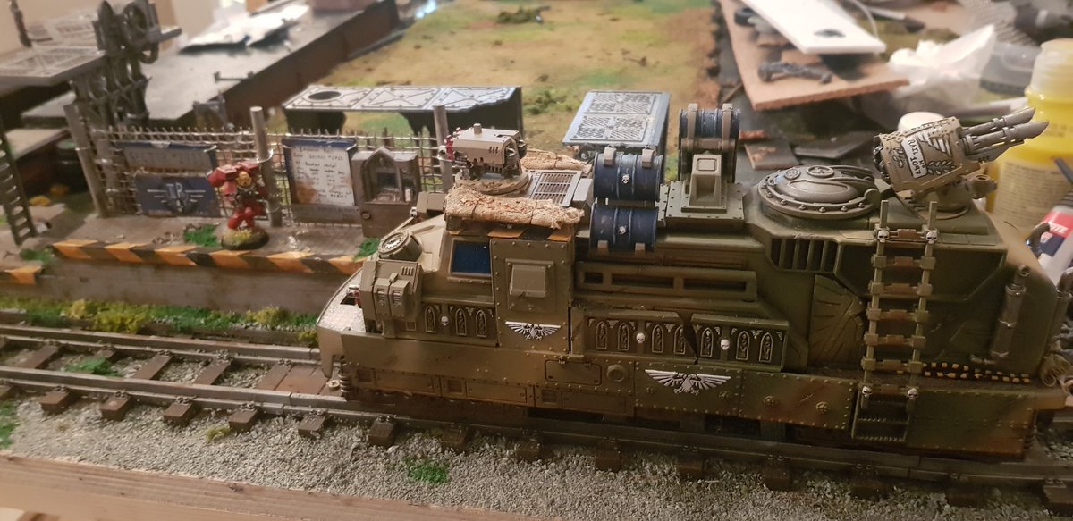 So, I may have fallen down the rabbit hole with this 40k train business. I have made a train station complete with ticket machine(plus typical discarded tickets and bonus assault marine stuggling with the timetable) #warmongers #40k #WarhammerCommunity