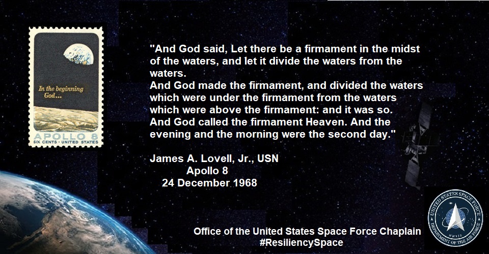 ussf_hc's tweet photo. #ResiliencySpace In 1968, the astronauts of Apollo 8 made the first "spiritual" broadcast from space on Christmas Eve. Faith can be important for the #readiness and #resiliency of our nation's Space Professionals. #FaithInSpace https://t.co/cpV3UHSWRn https://t.co/gZlmi5zH5F