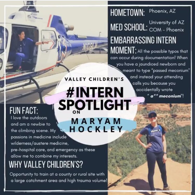 This week’s PGY1 spotlight is Dr. Maryam Hockley!!

#PedsMatch21 #match2021 #spellcheck 🚁