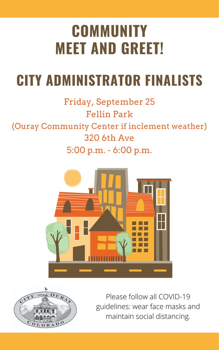 Come meet the City Administrator Finalists this Friday at Fellin Park.
