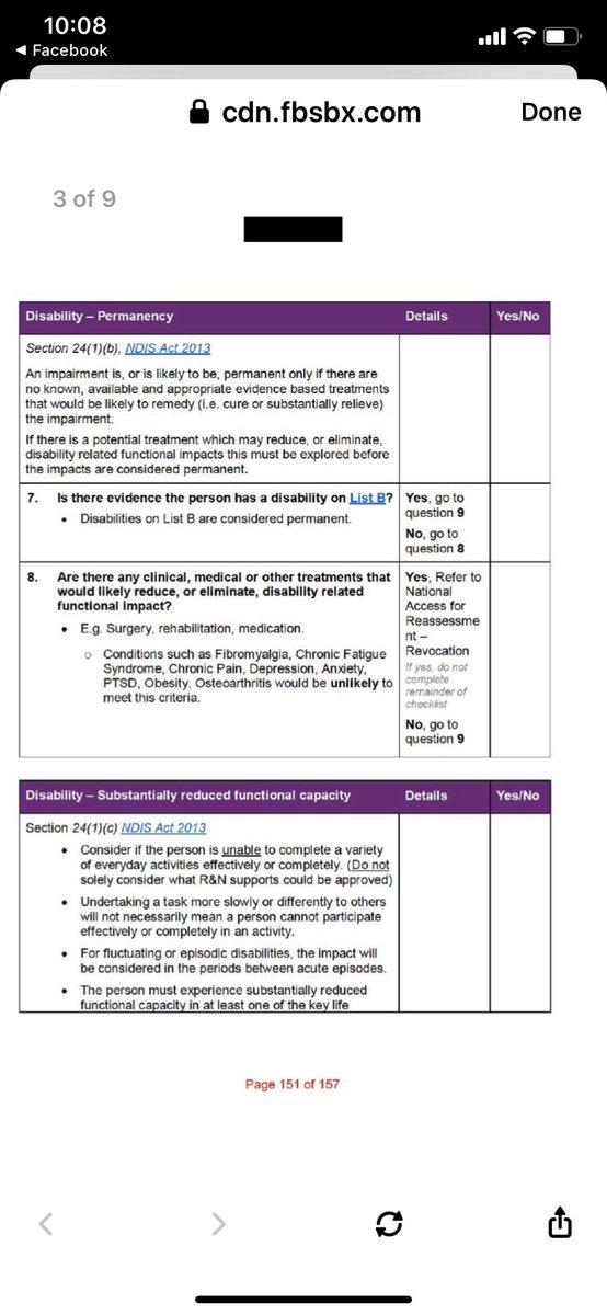 There are a bunch of people trying to silence me and other disabled people but WE NEED TO TALK ABOUT THIS. Sent to me by others - a recently developed  #NDIS  #lac checklist which proves the intent to boot existing participants off the scheme. Come on, NDIA. This is a HUGE problem.