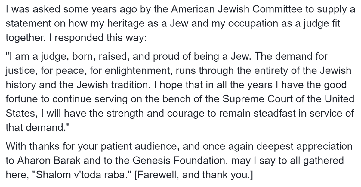 Instead of reading The Guardian's bizarre misreporting on Ruth Bader Ginsburg's Jewishness, I recommend instead reading this remarkable speech she delivered in 2018 in Israel about her Jewish identity and commitments: