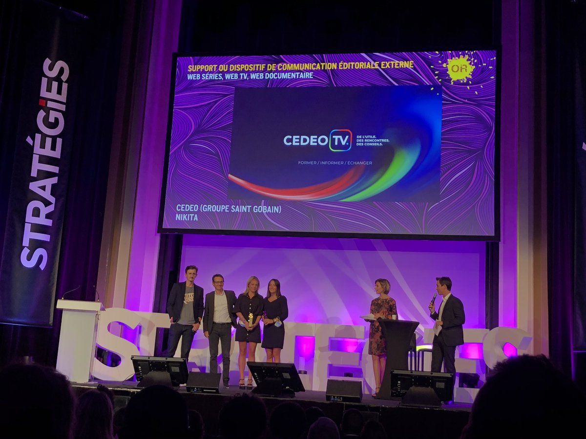 #gpstrat 50 dossiers 3 catégories, seuls les gagnants Or montent sur scène ce soir <a href="/AgenceNikita/">NIKITA</a> remporte le prix or communication éditoriale externe avec #cedeo #webtv #btob #artisan