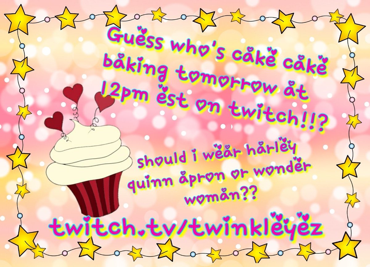 Twinkleyez87's tweet photo. Its happening tomorrow at 12pm est
Right there...on twitch!
First #bakingstream
Makin some #redvelvetcupcake
#baking #caking #cakingitup #bakingitup #bakergamercupcakemaker #gamer #streamer #twitch
#yum #yummy #sweets #desserts #melaninmagic #melaninbaker #stream #streaming https://t.co/c32GO3Nc70