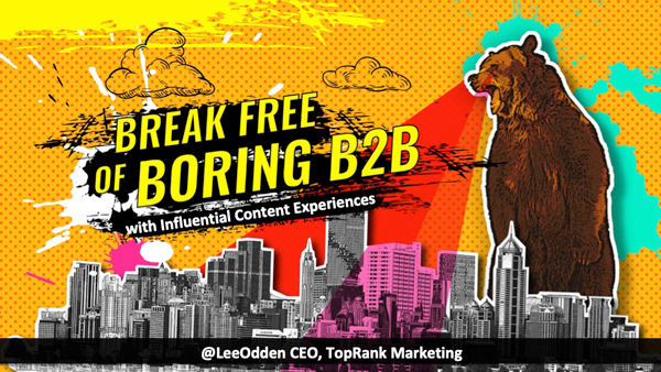 leeodden's tweet photo. Thanks @lanerellis for this nice roundup of my @semrush #5hoursofcontent preso: 10 Inspiring Tips For Breaking Free of Boring B2B Marketing https://t.co/zmyRZrrxGF via @toprank https://t.co/aGC41I6Jgk
