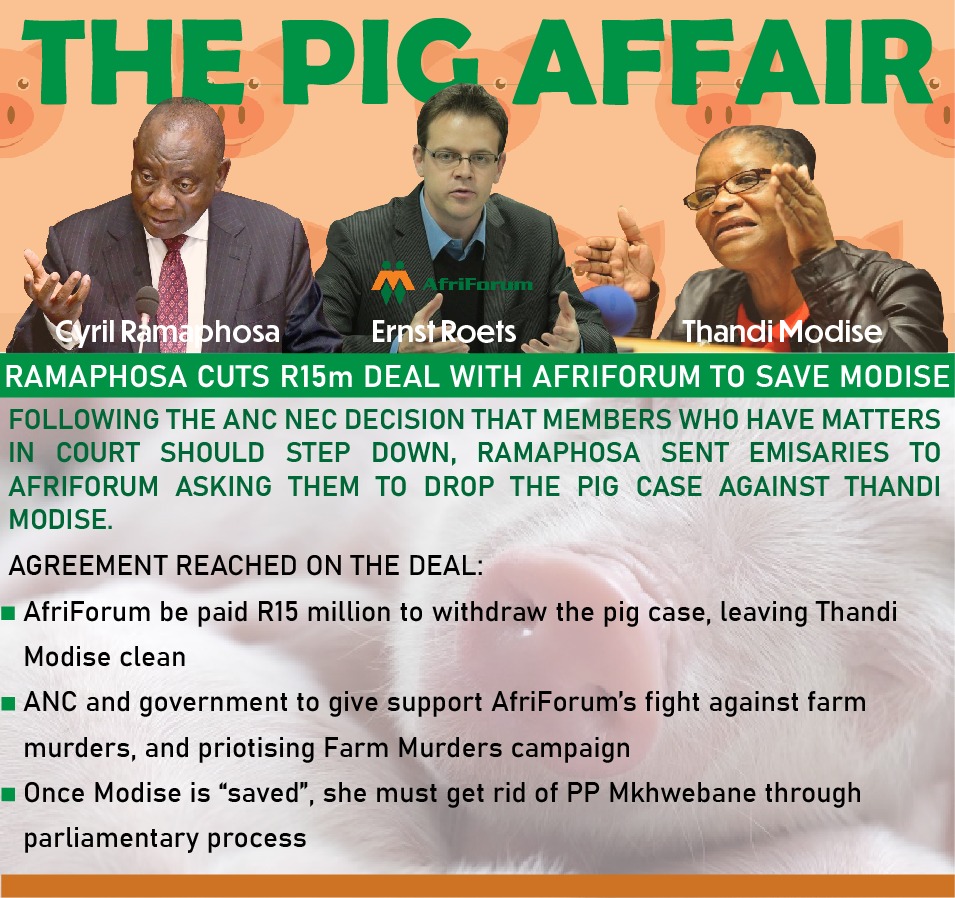The Pig Affair - Ramaphosa cuts R15 million deal with Afriforum to save Thandi Modise.