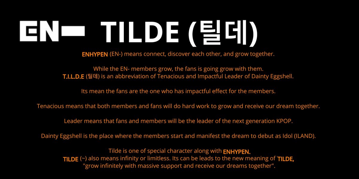 [  #ENHYPEN FAN CLUB NAME SUBMISSIONS THREAD]Here are 4 of the names you guys submitted to our tracker!SUFFIXSYNERGYTILDE "틸데"TOPAZ @ENHYPEN @ENHYPEN_members  #엔하이픈  #ENHYPEN_FandomName