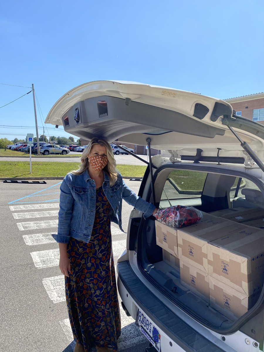 Thank you to BCHD Director, Andrea Renfrow, delivered lanyards for masks and hand sanitizer for each student as we prepare to welcome back students.