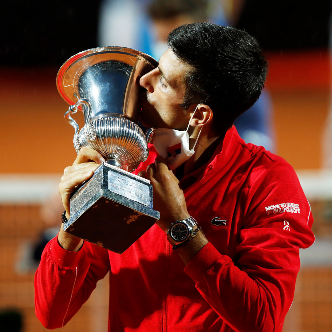 atptour's tweet photo. After five years of waiting, Novak gets his kiss 😘🏆

@DjokerNole | #IBI20 https://t.co/VZhvNmarTR