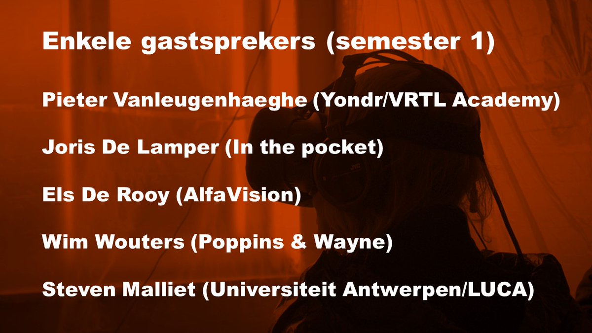 Laatste zitjes vrij voor het postgraduaat Immersive Storytelling in VR. Volgende gastsprekers zijn intussen bekend. Wil je erbij zijn? Aanmelden kan tot 27/9. Meer info: ap.be/vr #storytelling #VirtualReality #360video