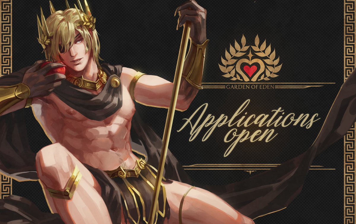 fe3hdeityzine's tweet photo. 🍎 The time has come! 
Contributor applications for Garden of Eden - a nsfw FE3H fanzine about deities - are now open!

💛 Info: https://t.co/1yAIdcxGMZ
🎨 Artists (Page/Merch): https://t.co/g1g7La2505
📜 Writers: (Story/Poetry): https://t.co/ATAncx6Lkk

Apps close October 25th! https://t.co/thwWJqUMfd