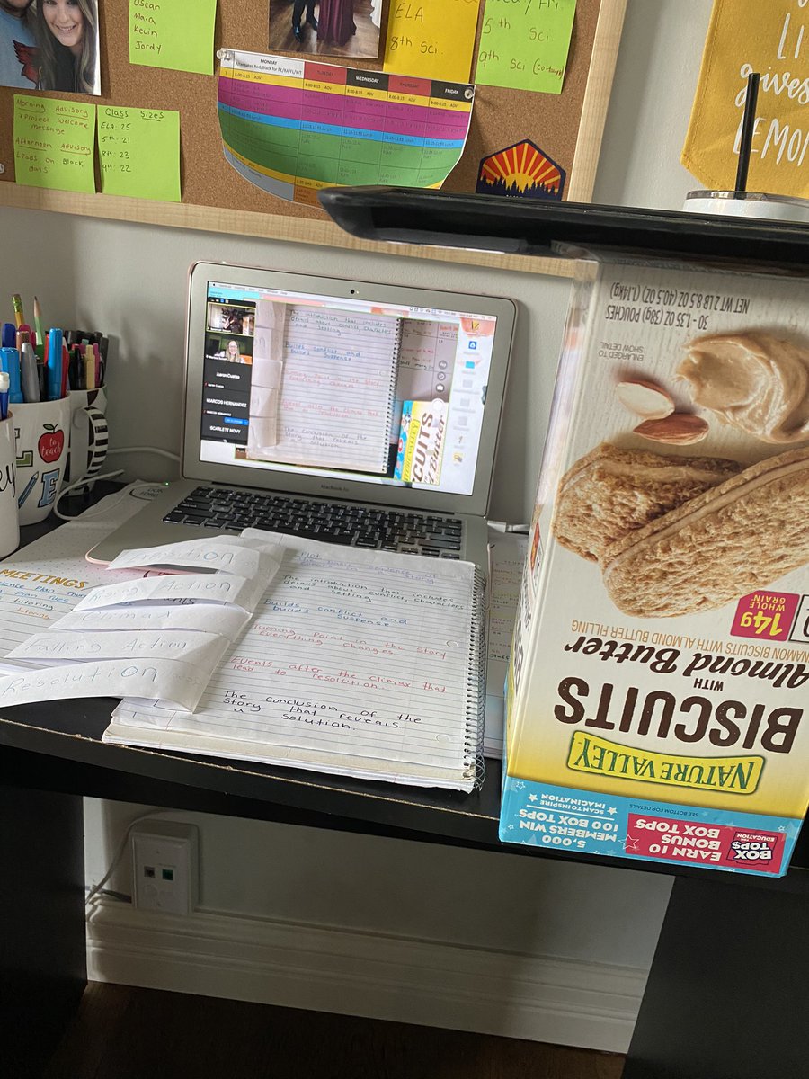 Today’s lesson on plot is brought to you you by <a href="/NatureValley/">Nature Valley</a>. Who would have known that their box from Costco is a perfect height for an iPad document camera?! #HappyMonday #RemoteLearningThings #ProudToBeD93