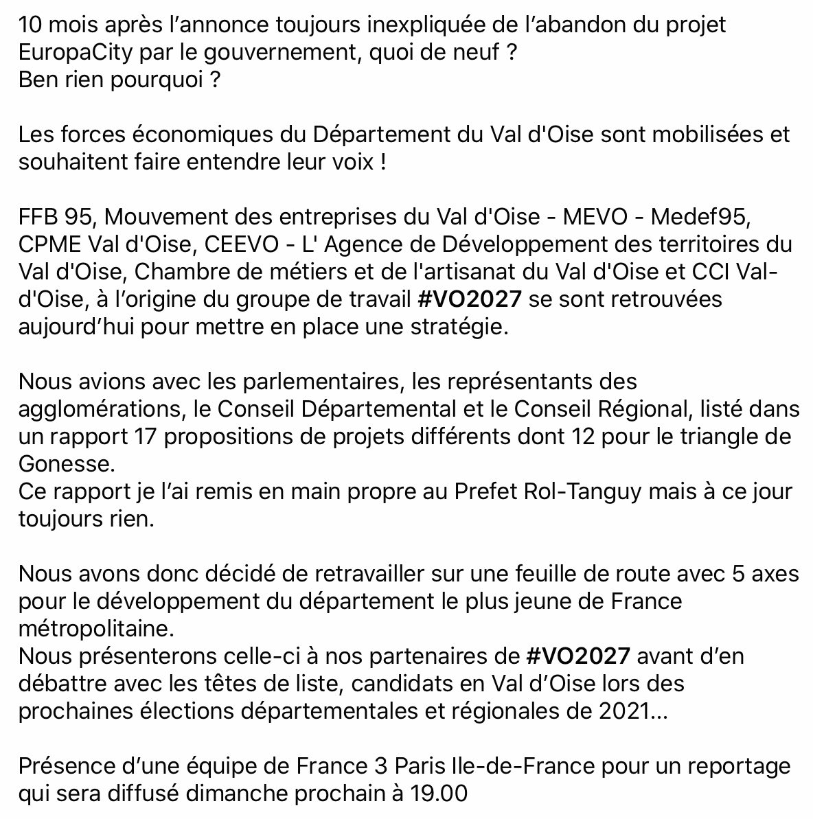 PKuchly57's tweet photo. 10 mois après l’abandon toujours inexpliqué (et inexplicable sauf pour des raisons politiques...) du projet @EuropaCity dans le @valdoise quoi de neuf ?
Rien...
Les forces économiques #madein95 veulent faire entendre leur voix...

Voir la 1ère photo en PJ... https://t.co/Kb082QbSts