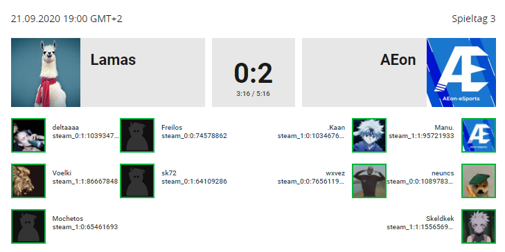 GG WP Team MLG_Lamas!
We won 2:0!
Vertigo 16:3 and Train 16:5!

<a href="/AEon_eSportsTV/">AEon-eSports</a> @kaanosch_ <a href="/skeldkek/">Skeldkek</a> @neuncs1 @csgo <a href="/99DAMAGEde/">99Damage</a>