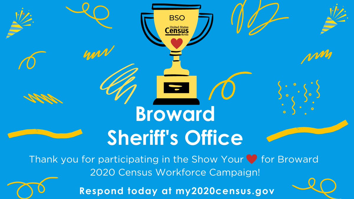 A huge thanks to <a href="/browardsheriff/">Broward Sheriff</a> for showing its❤️for <a href="/BrowardCounty/">Broward County Government</a> &amp; participating in the Broward Census Workforce Campaign!

You can pledge your❤️all month by e-mailing census2020@broward.org w/ the name of your business &amp; # of employees.

Respond at my2020census.gov✔️