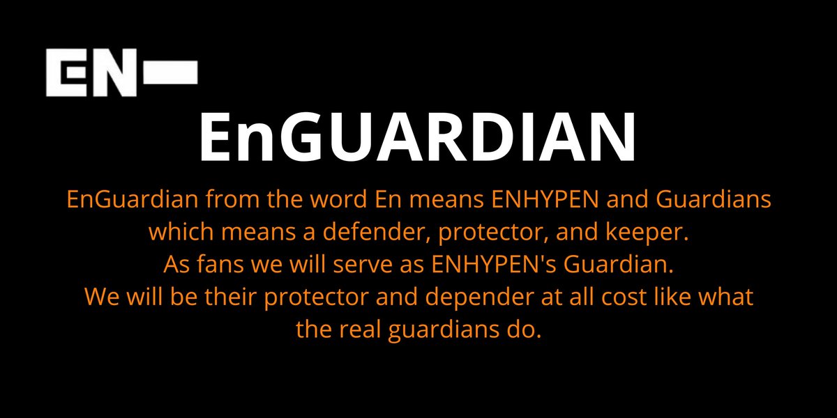 [ #ENHYPEN FAN CLUB NAME SUBMISSIONS THREAD]Here are 4 of the names you guys submitted to our tracker!ENFLYEnGUARDIANENHANCEEnhypen hype hens @ENHYPEN @ENHYPEN_members #엔하이픈 #ENHYPEN_FandomName