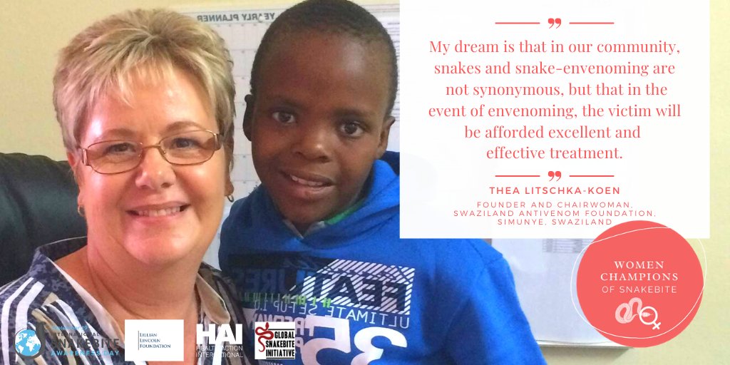 Minutes2DieDoc's tweet photo. Following #SnakebiteDay2020, we continue to celebrate Women Champions of Snakebite. Thea is the Founder of Eswatini Antivenom Foundation and wrote a powerful story about the devastating impact of snakebite. Learn more: https://t.co/Pe8kseOW3s. #ISBAD #WCOS https://t.co/Pe8kseOW3s https://t.co/jj1xljG0OM