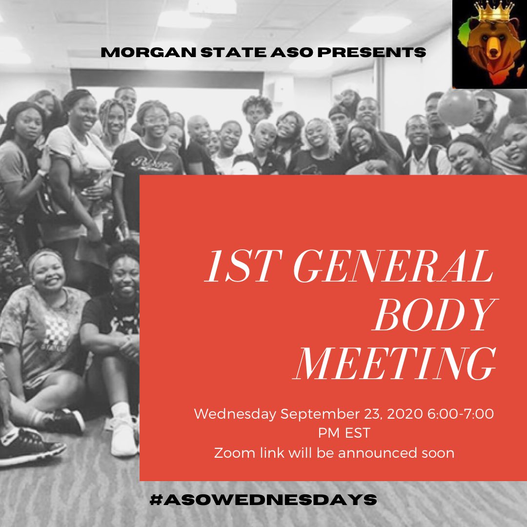MorganStateASO's tweet photo. Welcome back, we’re soo grateful to have you this semester. Tune in this Wednesday, September 23, at 6pm via zoom as we bring on the heat. 🚨📲🔥The zoom meeting link will be announced in our bio soon.
#ASOWednesdays💥🌍 #Morganstate #msu24 #msu23 #msu22 #msu21 https://t.co/MYIiLXhtNd
