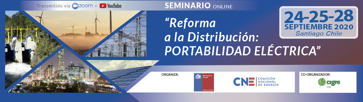Participa en Seminario “Reforma a la #Distribución: Portabilidad #Eléctrica” 24, 25 y 28 septiembre. Abordará #comercialización, modernización de las #licitaciones y gestor de #información. + Información en cne.cl Organizan <a href="/MinEnergia/">Ministerio de Energía</a> <a href="/CNE_Chile/">CNE</a> <a href="/seminarioscigre/">CIGRE Comité Chileno</a>