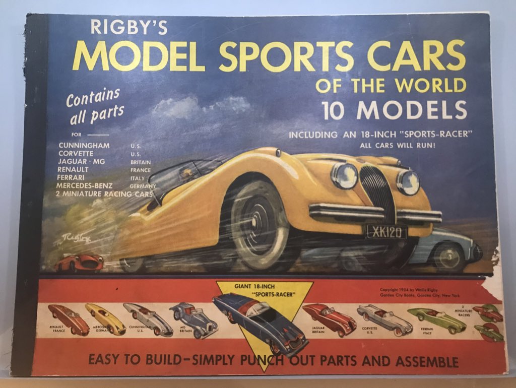 mrjaydeeem's tweet image. Thought I’d share a few of my faves from the collection. This week it’s #CARdboardEngineering. Rigby’s Model Sports Cars of the World is a charming assembly of ingenious models, some rubber band-powered. I copied the plans and have made a couple - so far