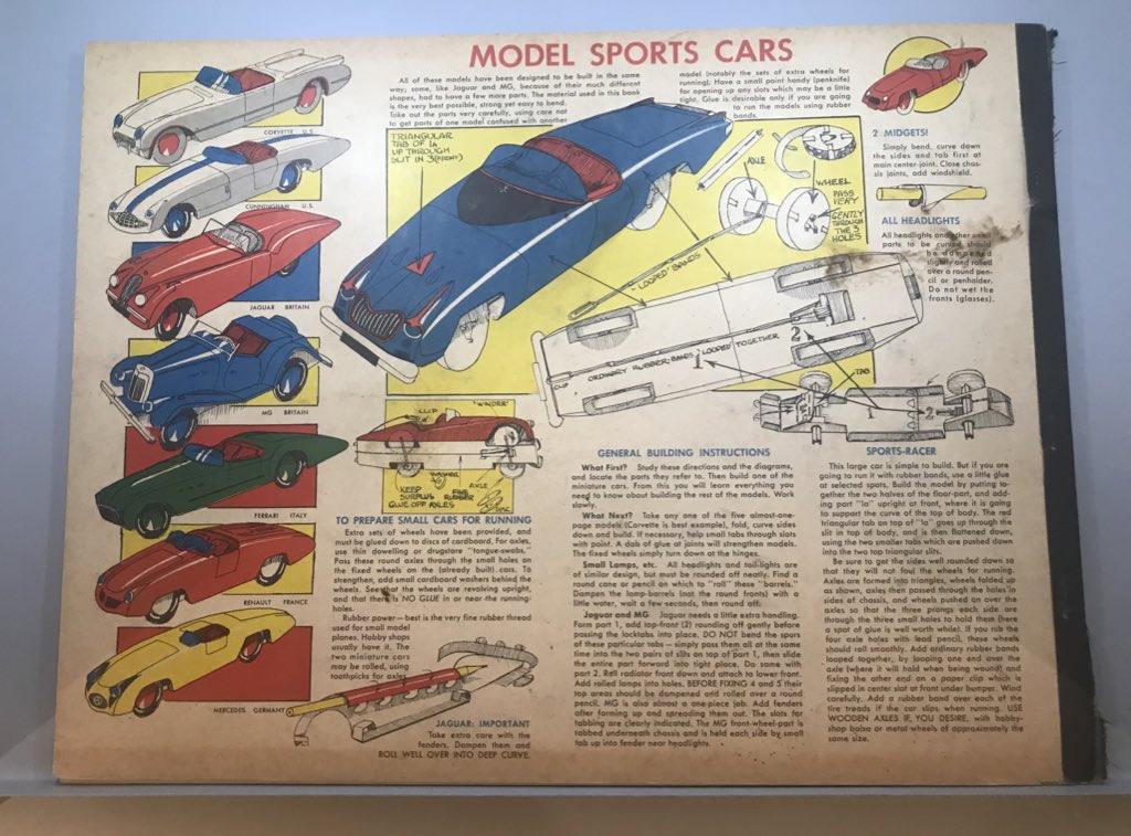 mrjaydeeem's tweet image. Thought I’d share a few of my faves from the collection. This week it’s #CARdboardEngineering. Rigby’s Model Sports Cars of the World is a charming assembly of ingenious models, some rubber band-powered. I copied the plans and have made a couple - so far