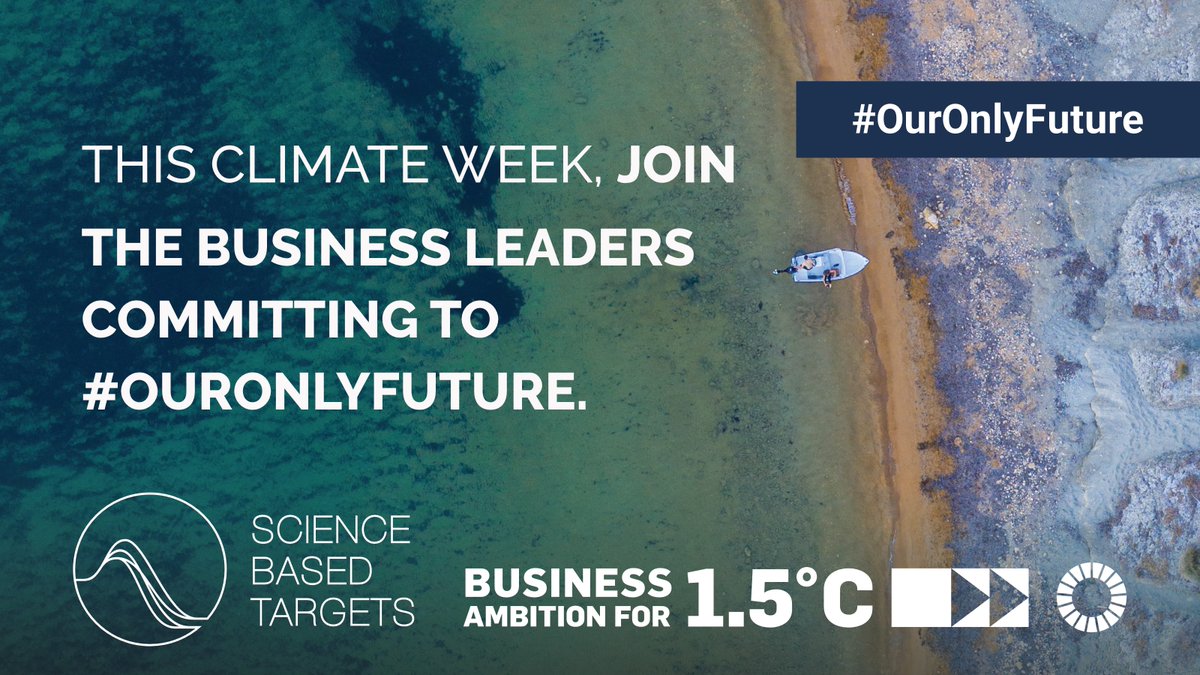 WMBtweets's tweet photo. This #ClimateWeekNYC we’re celebrating the 294 companies stepping up to Business Ambition for 1.5°C.

By committing to set #ScienceBasedTargets in line with 1.5°C &amp; achieving #NetZero by 2050, they’re helping protect #OurOnlyFuture.
Join them: https://t.co/yJjwAVZ2D6 https://t.co/klhYTBcPmb