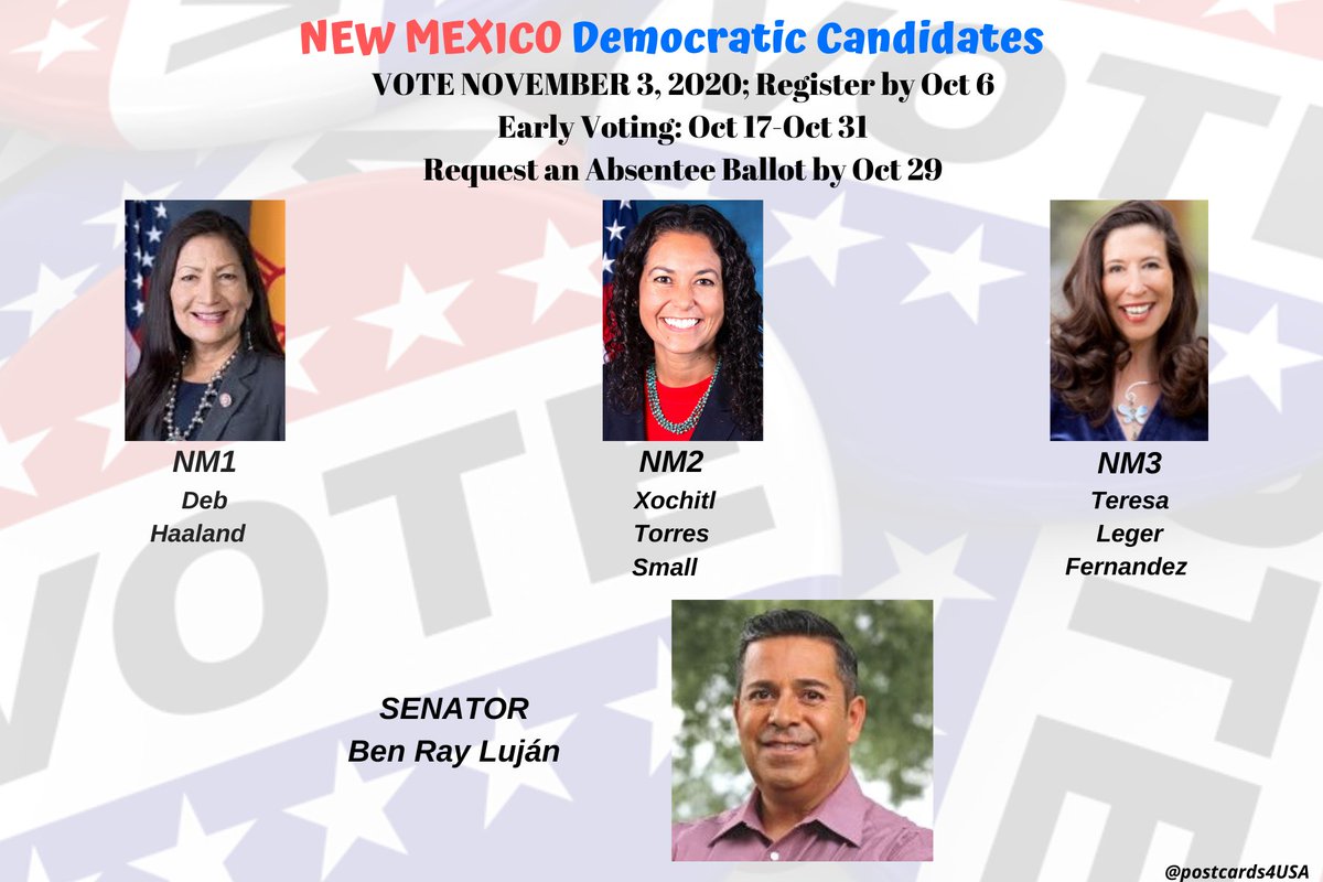 NEW MEXICO DEMOCRATIC CANDIDATES for Congress #NM1  #NM2  #NM3 & SENATEPostcards & Links to Follow & Support https://twitter.com/postcards4USA/status/1279868539692879880FB Post  https://www.facebook.com/postcards4USA/posts/3065327453581446GoogleDoc:  https://pc2a.info/DemCandidatesNM THREAD #PostcardsforAmerica https://www.postcardsforamerica.com/all-democratic-candidates-by-state.html