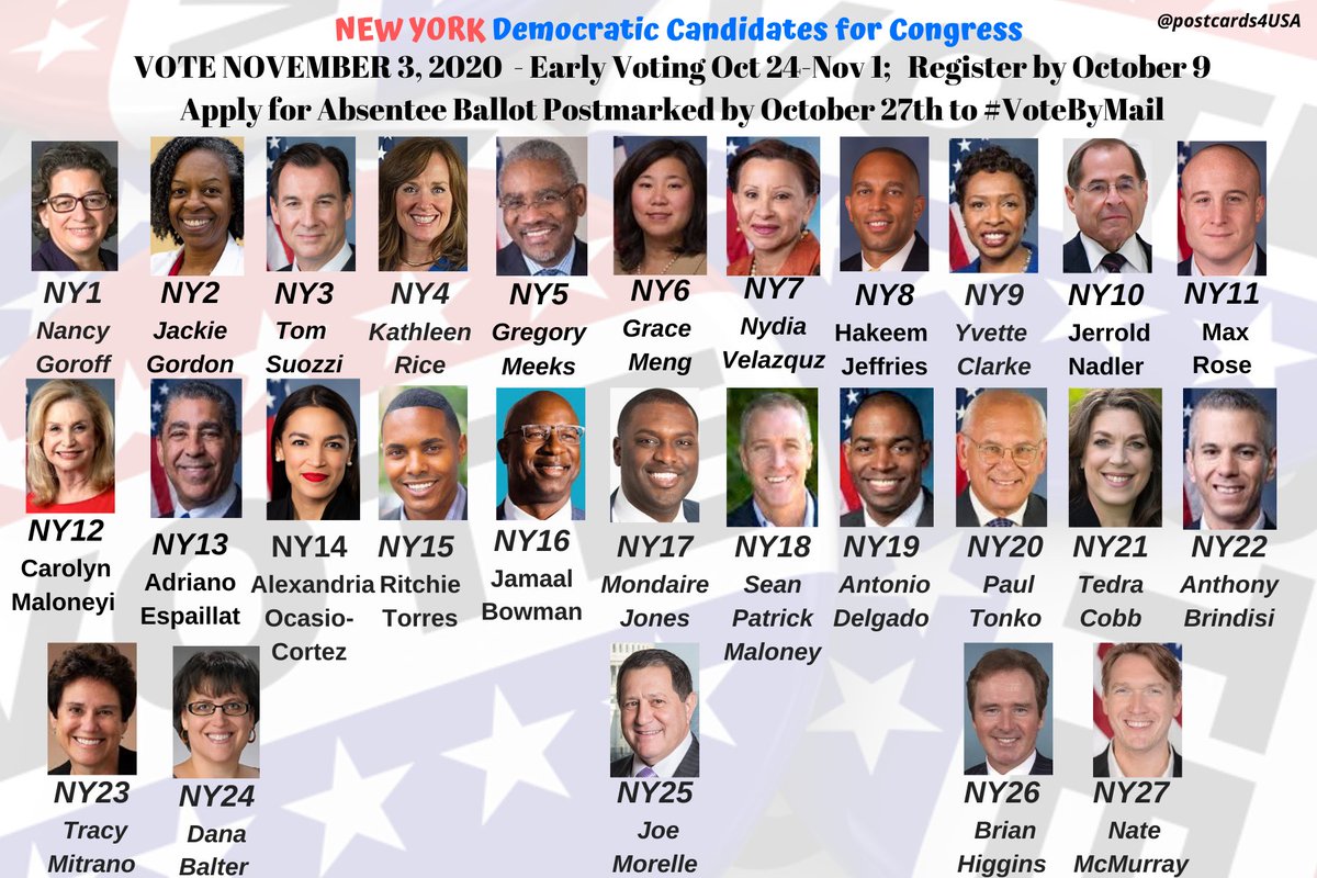 New York Democratic Candidates #NY1  #NY2  #NY3  #NY4  #NY5  #NY6  #NY7  #NY8  #NY9  #NY10  #NY11  #NY12  #NY13  #NY14  #NY15  #NY16  #NY17  #NY18  #NY19  #NY20  #NY21  #NY22  #NY23  #NY24  #NY25  #NY26  #NY27 THREAD:  https://twitter.com/postcards4USA/status/1284137866264817664FB:  https://www.facebook.com/postcards4USA/posts/3097846763662848GoogleDoc:  https://pc2a.info/DemCandidatesNY 