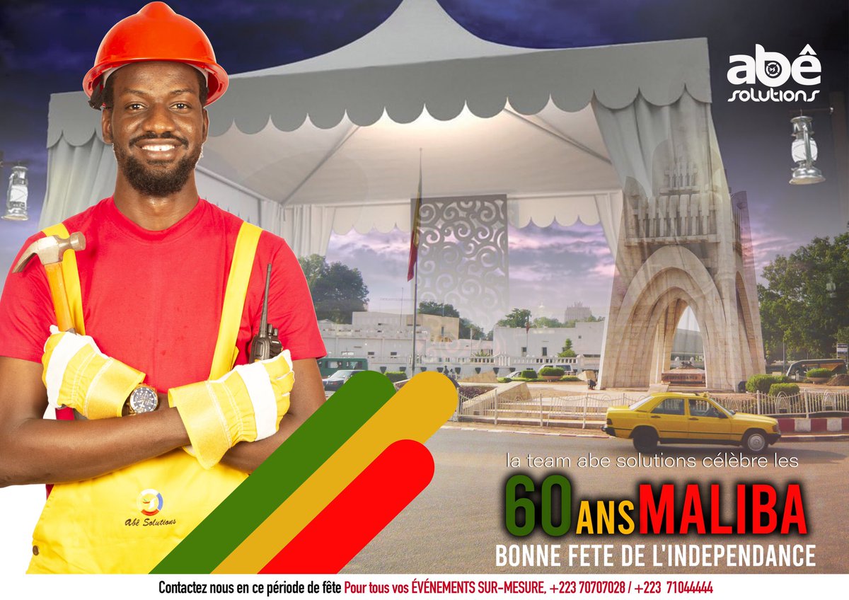 SolutionsAbe's tweet photo. La Team abe solutions vous souhaite une Excellente fête de l’indépendance #Maliba
#malienetfier223 #malienden🇲🇱 #malienw #mali #223 #teammali #maliforever https://t.co/PdayzBUpdD