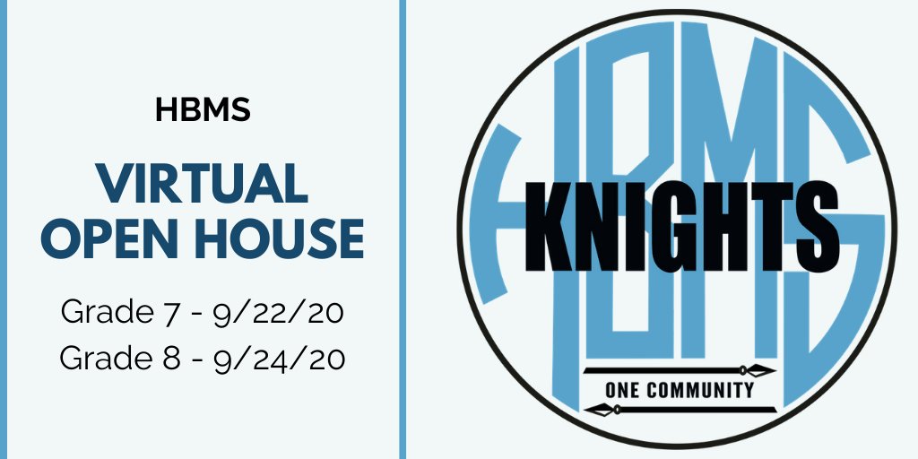 Parents, please check your email from 9/18 regarding info about HBMS Virtual Open House.  See you there!