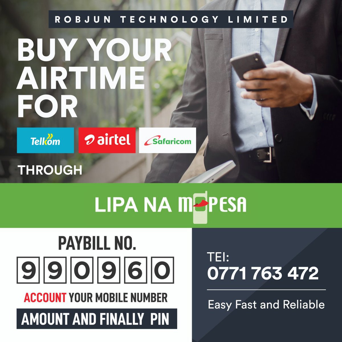 itsomondi_'s tweet photo. Buy credo from M-pesa with ease using playbill number  990960 for your Safaricom Telkom and Airtel lines and you may be the next lucky winner of Ksh.100,000
Go to :
☑️Lipa na MPESA
☑️PAYBILL:990960
☑️Phone no
☑️AMOUNT 
☑️Enter  pin
@robjun_990960
#ROBJUN_990960
#RIPNMS 
#PeaceDay https://t.co/RhWX6gv74A