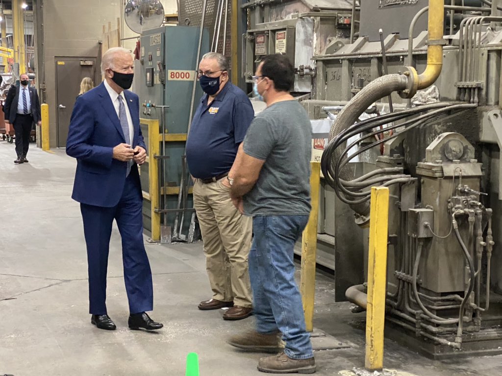 Biden has arrived at the Wisconsin Aluminum Foundry in Manitowoc.