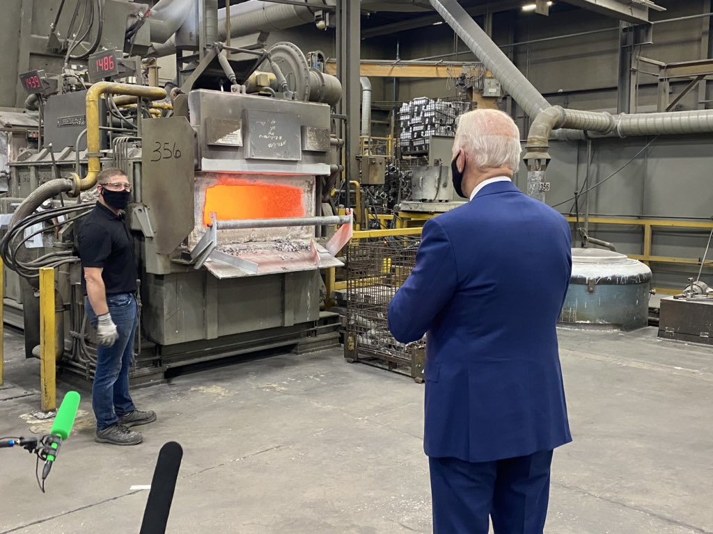 Biden has arrived at the Wisconsin Aluminum Foundry in Manitowoc.