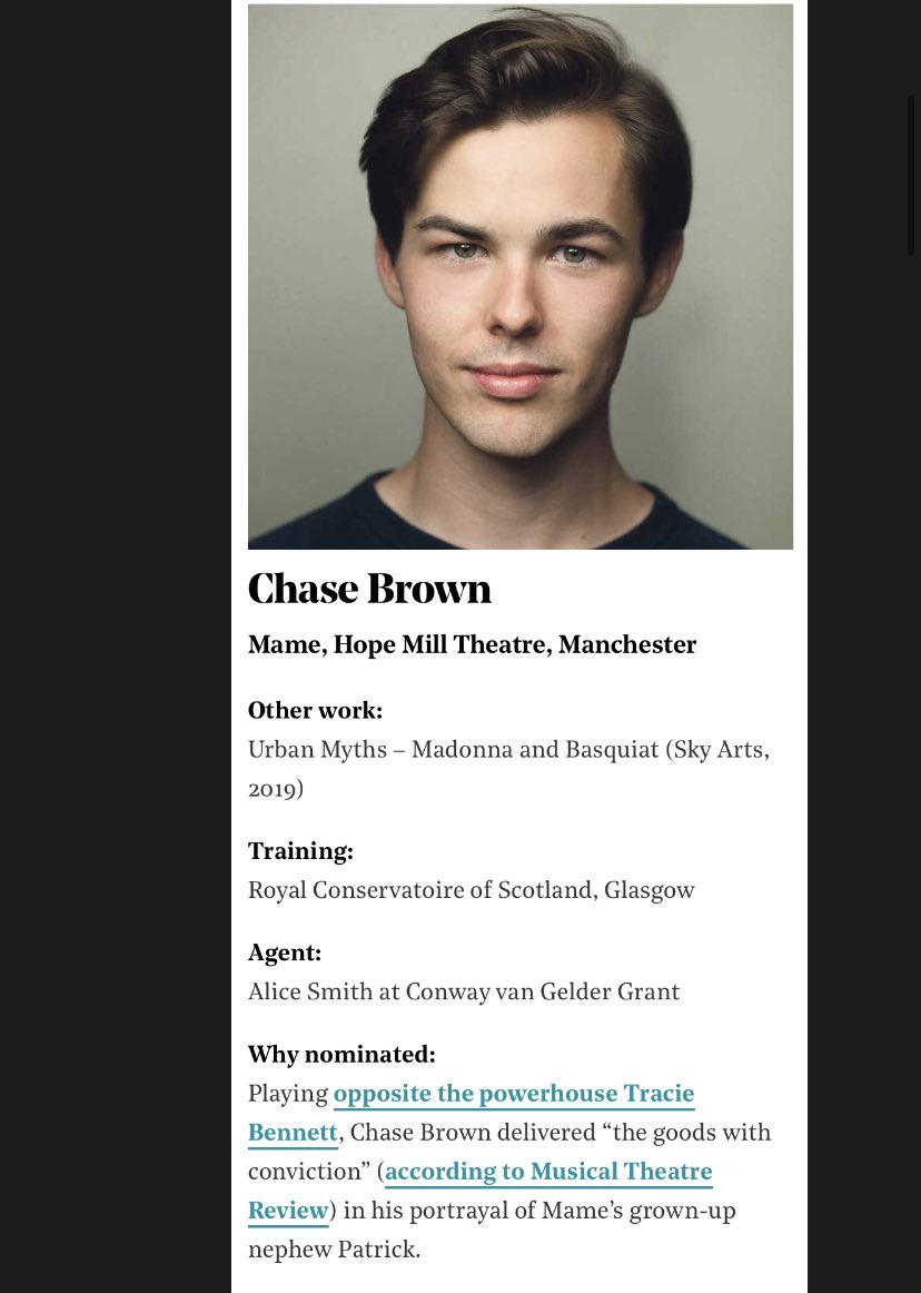 Very proud of these two for their nominations for their amazing performances in our Mame and @L5YLondon 🎭🤞💜🎶