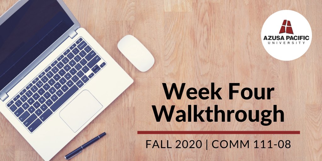 ProfessorNeu's tweet image. Hey #PubComm111-08 students, here is your Week Four
@CanvasLMS Module Walkthrough! youtu.be/6cvf-tedLTA