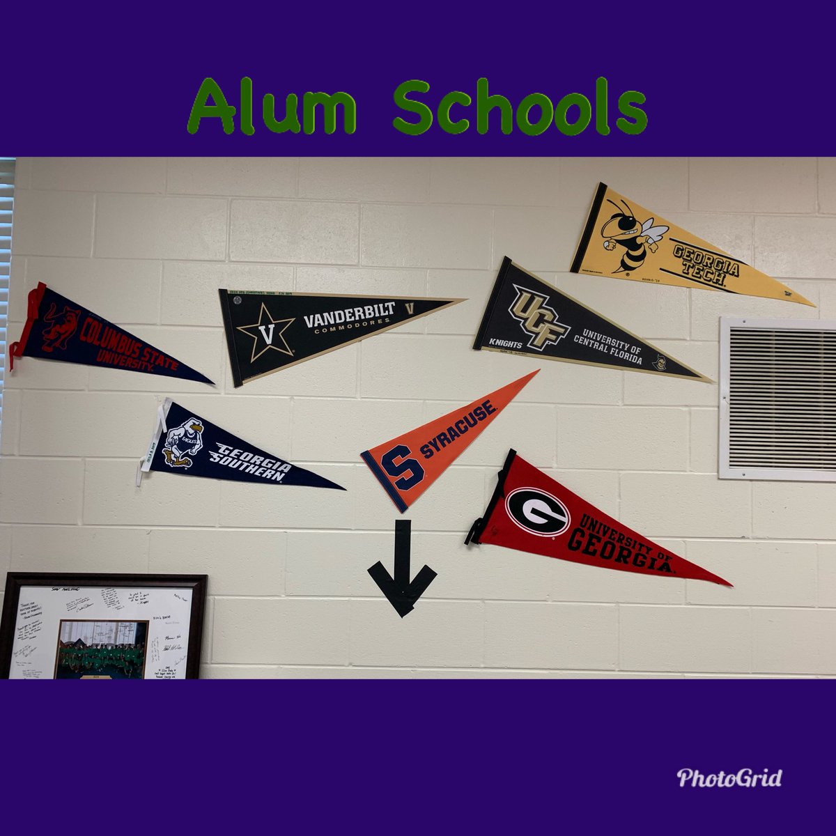 FRC4188's tweet photo. With our alums firmly back in school, we are ready to expand our banner wall. What schools are we missing? #inspiration https://t.co/YPzlPAukHc