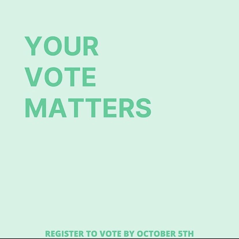 JoltTtu's tweet photo. Don’t forget to register to vote by October 5th!!! #vote https://t.co/3YT9EeM7vL