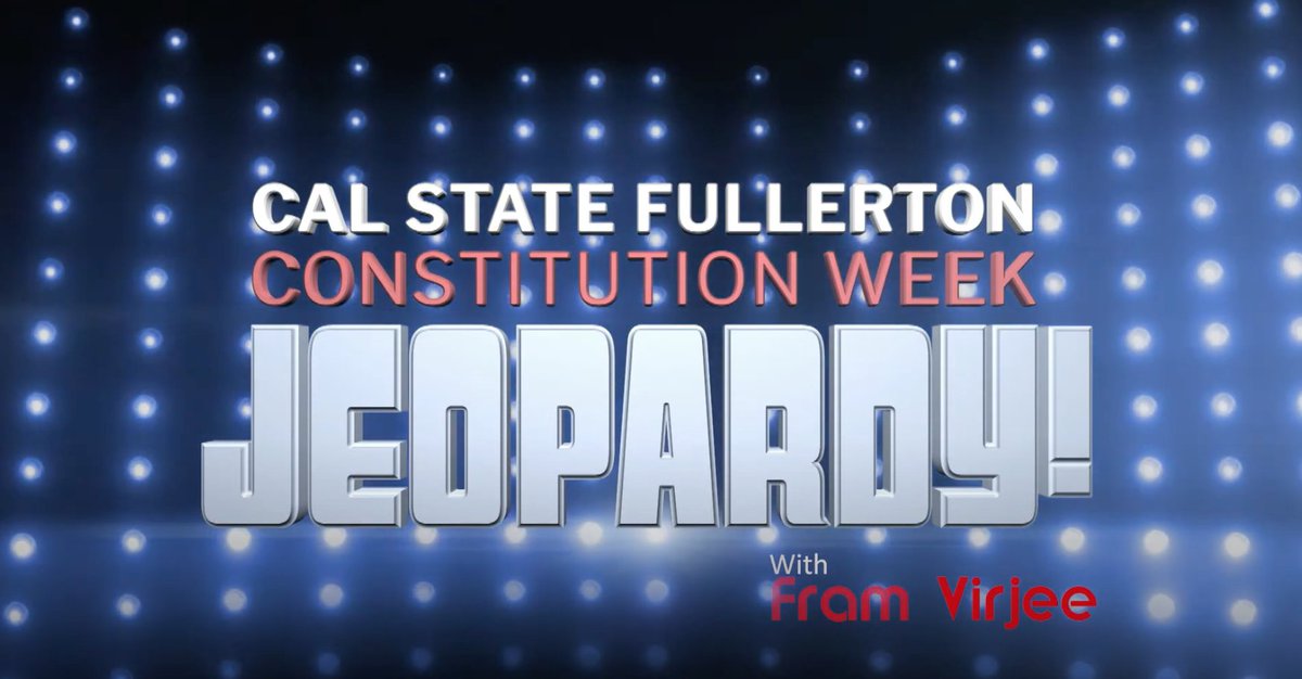 Don't miss #CSUF's third annual Constitutional Jeopardy show, featured on TitanTv's YouTube channel, with host President Fram Virjee. Tune in: 👉youtube.com/watch?v=nILJkv…