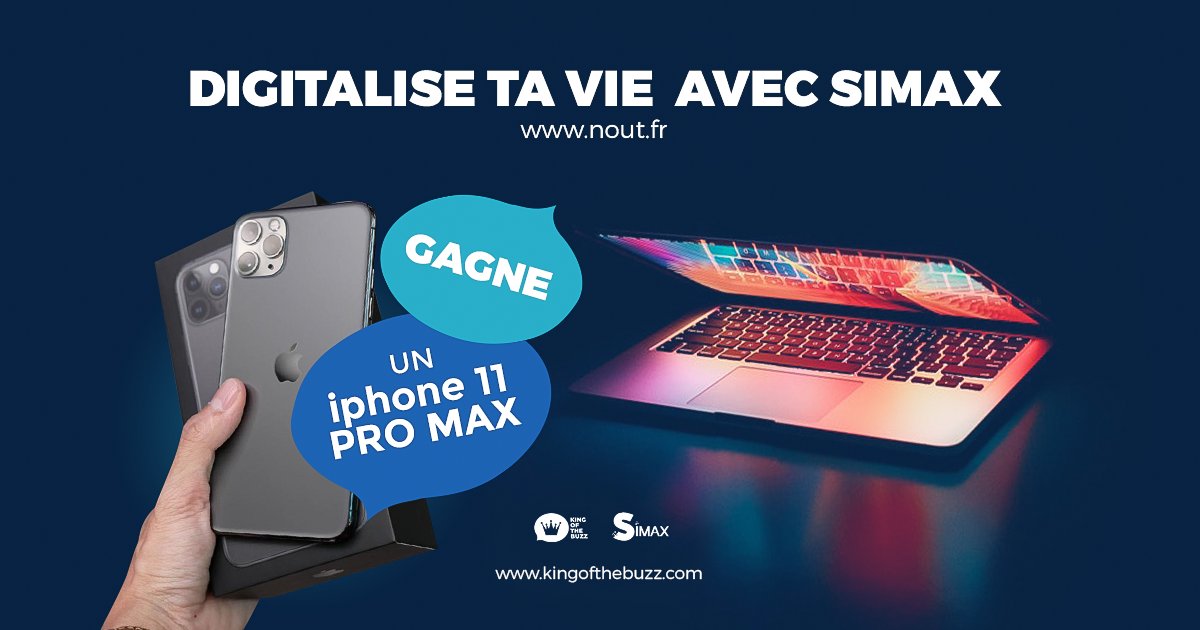 Participe au #jeu #concours sur kingofthebuzz.com en faisant une petite #vidéo sur le thème "Digitalise ta vie avec SIMAX", et gagne un IPhone 11 Pro Max!