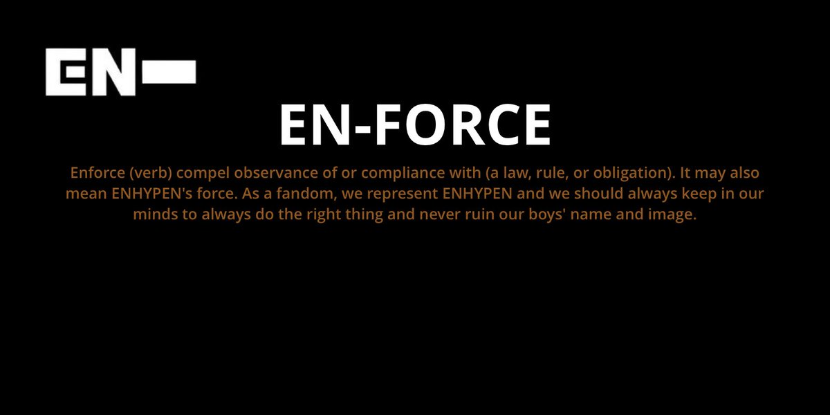 [ #ENHYPEN FAN CLUB NAME SUBMISSIONS THREAD]Here are 4 of the names you guys submitted to our tracker!EN RAYEN-ABLE EN-CHANTER (엔찬터)EN-FORCE @ENHYPEN @ENHYPEN_members #엔하이픈 #ENHYPEN_FandomName