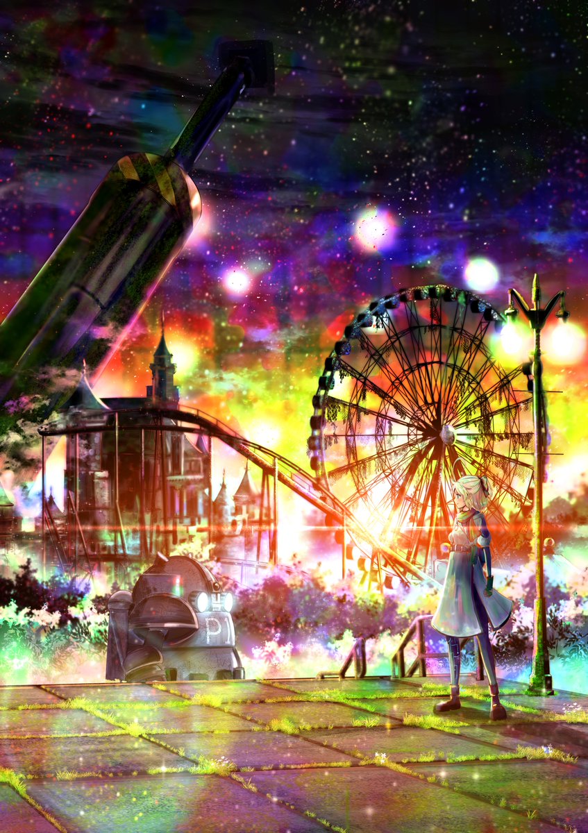 平沢ゆうな 漫画家 新作準備中 単行本用のイラスト制作中 手が痛いくて上の方力尽きてる 一度これくらいのリアル さで描いてから 加筆を重ねて 多様な色味を出してゆく そんな風にして 鍵つきテラリウム のカラーイラストは描かれております 元の