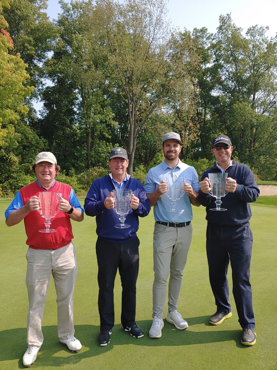 officialGAM's tweet photo. Today we crowned champions at the 9th GAM Scramble Championship! 
Gross:
Cameron Nelson, Robert Diedrich, John Stencel and Gary Stencel

Net:
Jeff Orzel, Kevin Moreno, Michael Cavicchio, Jeffrey Leonhard

Thank you @pohlcat_golf &amp; Mt Pleasant CC for having us! https://t.co/XZyI6ehodt