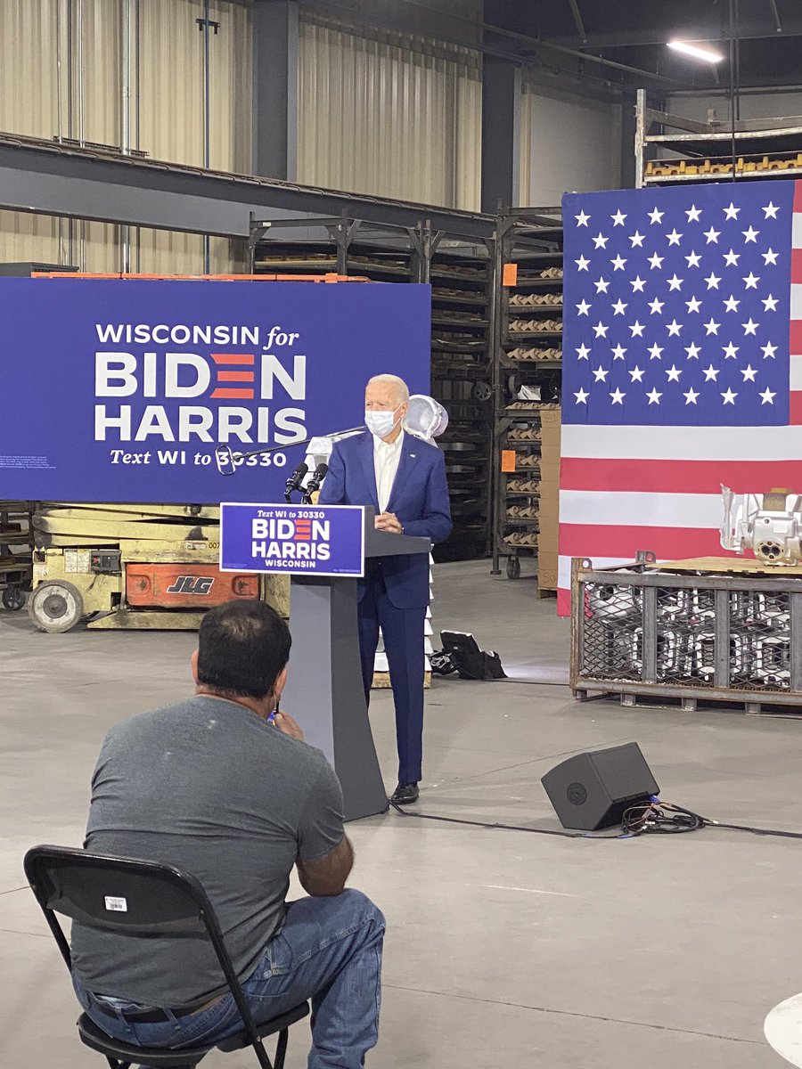 Biden starts his speech by talking about the 200,000 deaths by COVID-19 in the U.S.“It means there are empty chairs at dining room tables and kitchen tables.”