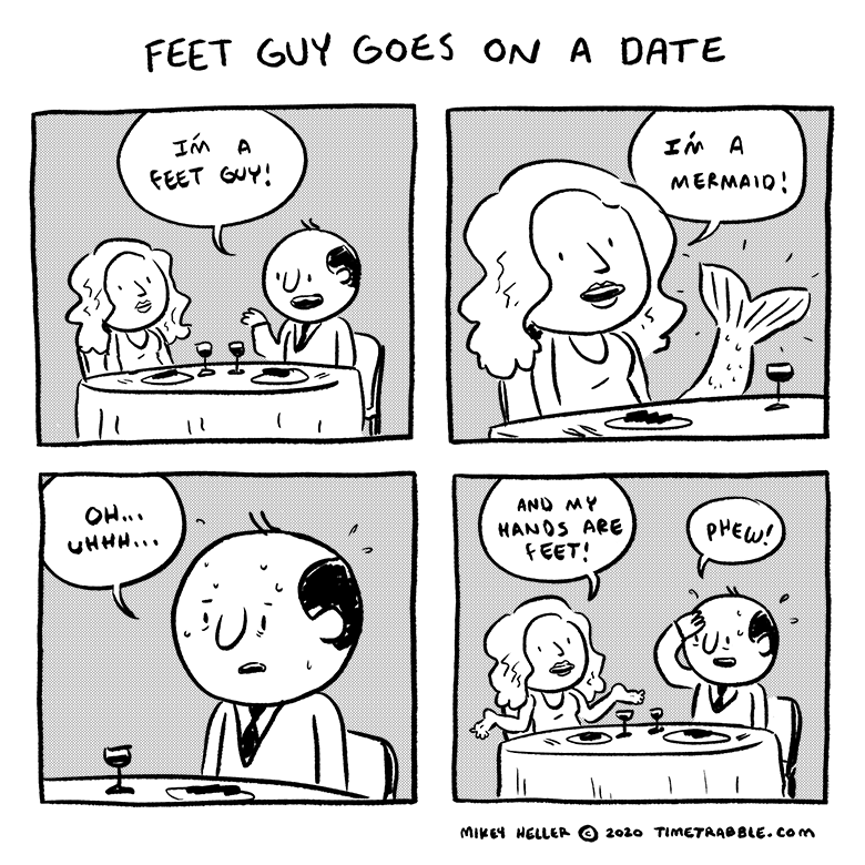 i drew a comic about feet guy going on a date 